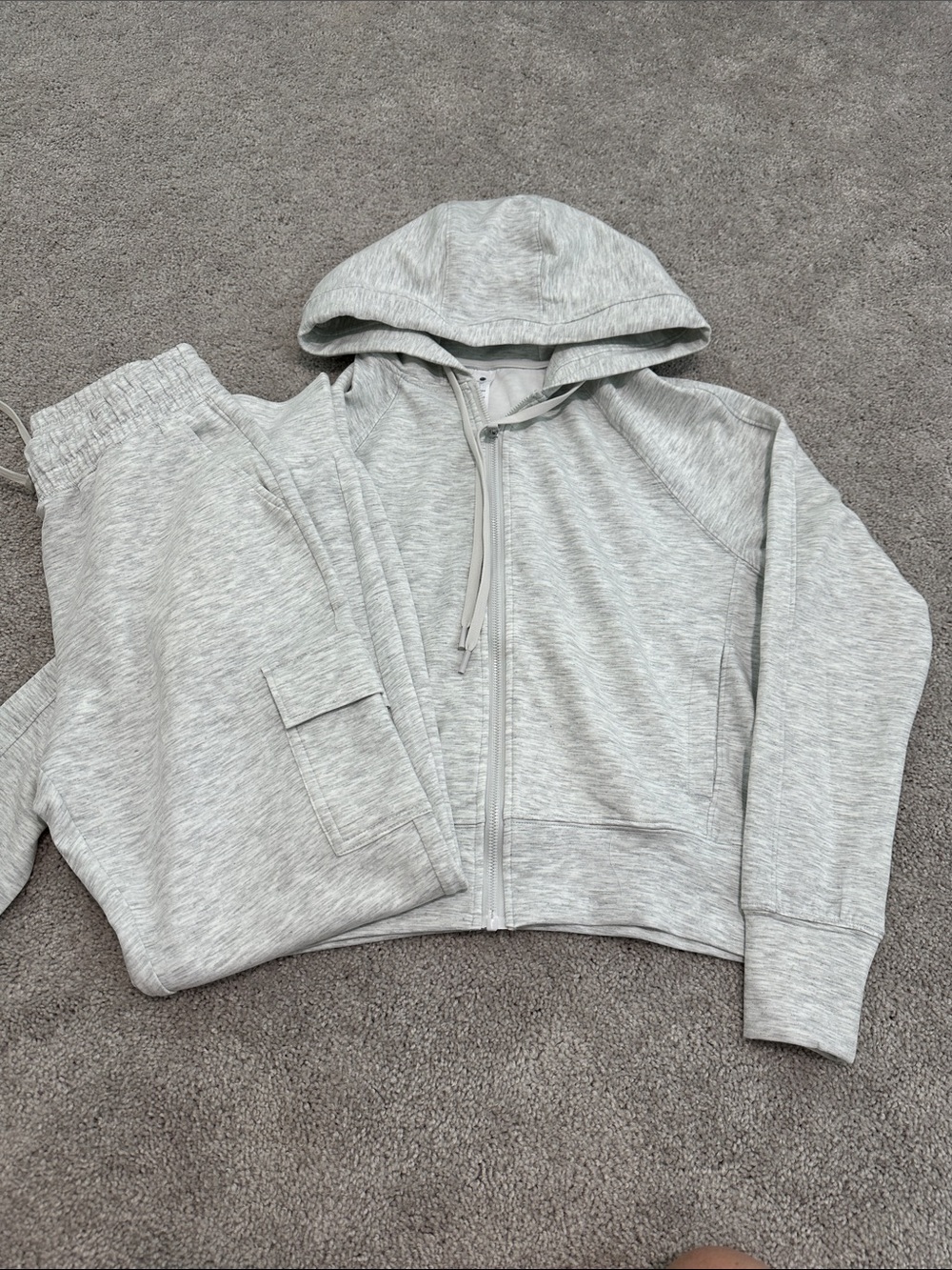 Yogalicious Light Heather Gray Zip Hoodie and Jogger Set